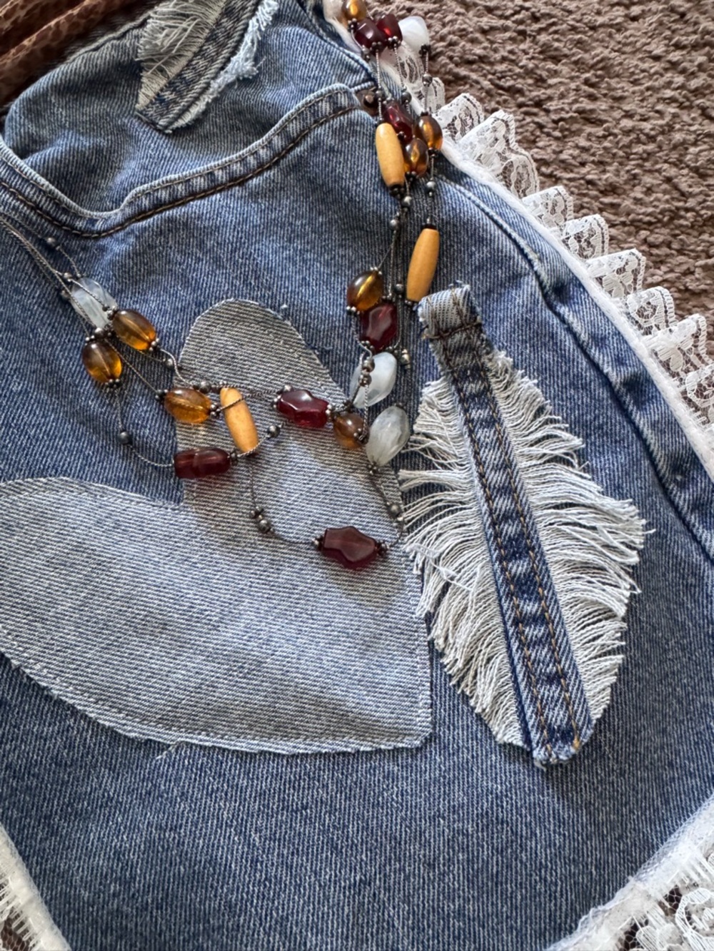 Custom Upcycled Denim Boho Fanny Belt - Picture 7 of 11